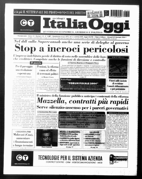 Italia oggi : quotidiano di economia finanza e politica